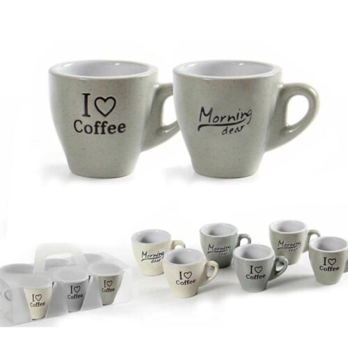 GICOS TAZZINE DA CAFFE’ IN CERAMICA 6 PZ “I LOVE COFFEE – MORNING DEAR” 95 CC