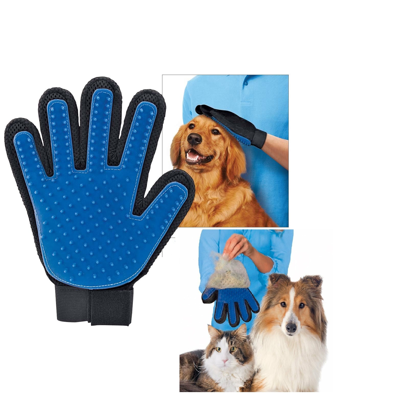 GUANTO SPAZZOLA CARDATORE ELIMINA PELI MASSAGGIANTE PER CANI E GATTI