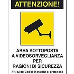CARTELLO SEGNALETICA VIDEOSORVEGLIANZA COLORI ASSORTITI