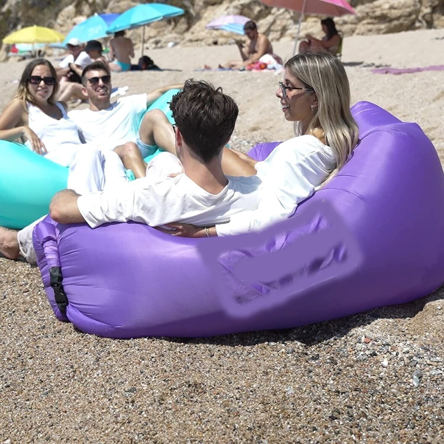 MATERASSINO GONFIABILE SACCO LETTINO VACANZE MARE SPIAGGIA LETTO AD ARIA RELAX - immagine 4