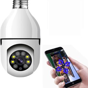 TELECAMERA DI SORVEGLIANZA CON ATTACCO  E27 WIRELESS CON CONTROLLO REMOTO TRAMITE APP 1080P 360°