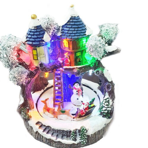 GIOSTRINA CON MOVIMENTO SLITTA BABBO NATALE GIREVOLE, DECORAZIONE DI NATALE CON LUCI LED COLORATE E MUSICHE INTEGRATE CREA L’ATMOSFERA DEL NATALE