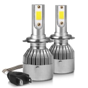 COPPIA KIT LAMPADE LUCI LED AUTO MOTO FARI COB H4 C6 7600LM 36W 6000K HEADLIGHT