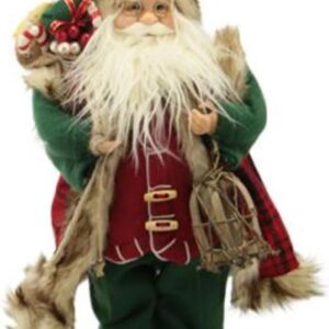 BABBO NATALE CON VESTITO VERDE E ROSSO 40 CM
