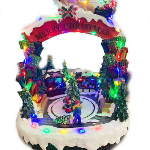 GIOSTRINA ELETTRICA VILLAGGIO NATALIZIO CON LUCI MELODIE E MOVIMENTO CARILLON 30 cm