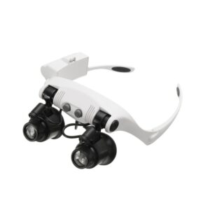 OCCHIALI LENTE D'INGRANDIMENTO A 25X  CON 2 LUCI LED , PER  RIPARAZIONE OROLOGI