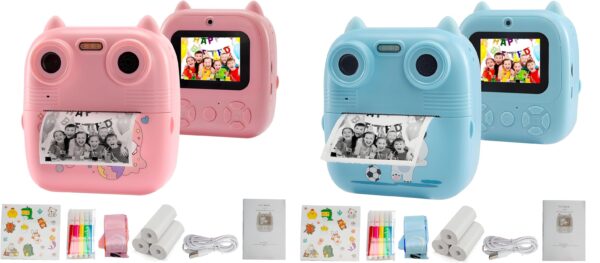 MACCHINA FOTOGRAFICA BAMBINI ISTANTANEA 2.4 POLLICI/1080P,MEMORIA INTERNA DI 32GB CON ESPANSIONE SLOT MICRO SD,3 ROTOLI DI CARTA DA STAMPA, UN REGALO PERFETTO PER I TUOI BAMBINI