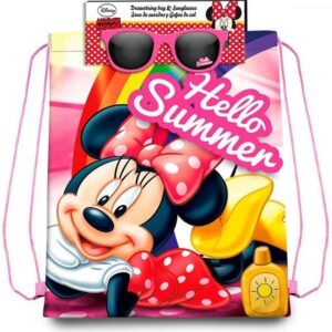SET SACCA ZAINO CON LACCETTI + OCCHIALI DA SOLE MINNIE MOUSE