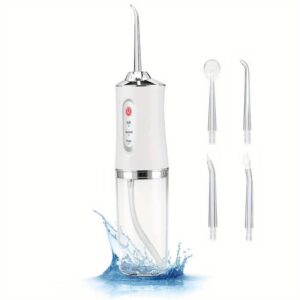 IRRIGATORE  ELETTRICO ORALE SBIANCANTE CON UGELLI A GETTO, SET PER L'IGIENE ORALE PORTATILE E RICARICABILE