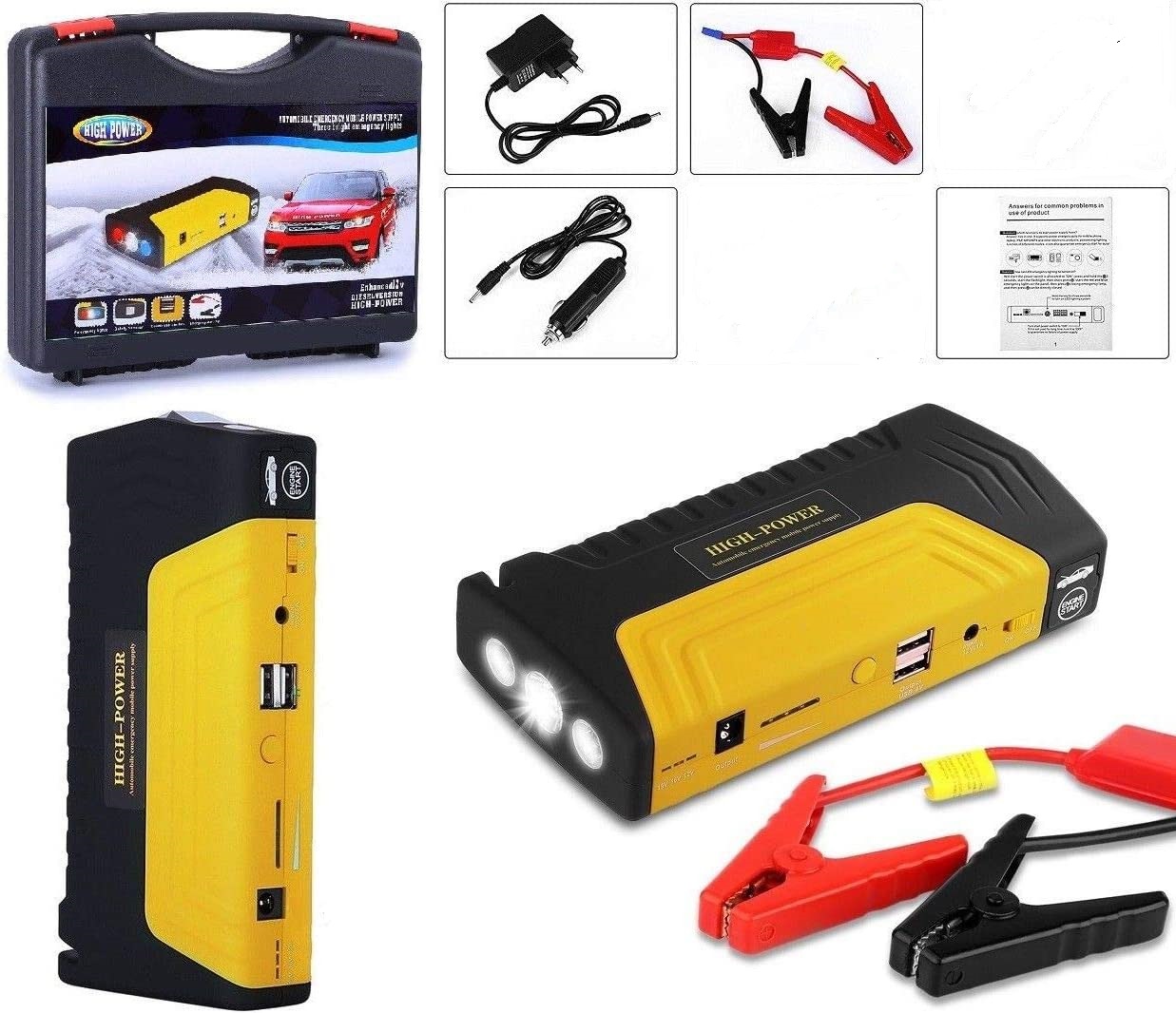 JUMP STARTER 50800 mAH AVVIATORE PER AUTO BATTERIA DI EMERGENZA CARICABATTERIA POWER BANK