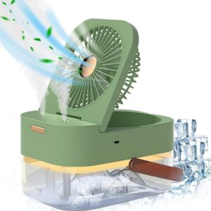 VENTILATORE RAFFRESCATORE D'ARIA RICARICABILE A 3 VELOCITÀ CON DOPPIO SPRUZZO DI UMIDIFICAZIONE E LUCE NOTTURNA