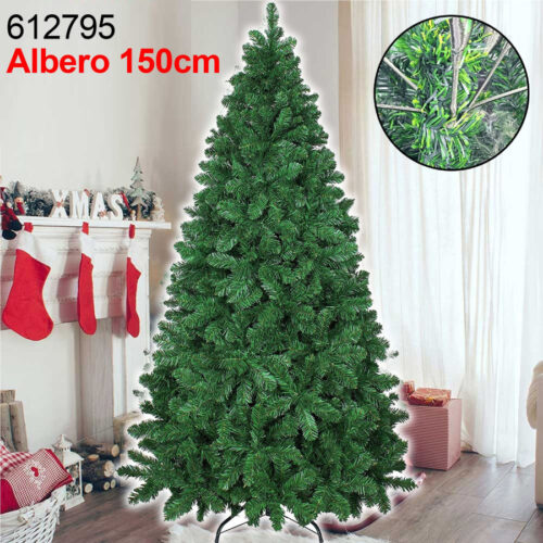 Albero Di Natale Super Folto Artificiale Verde 150cm Effetto Realistico 488punte