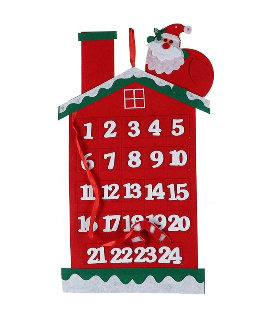 Calendario Avvento Casetta Di Babbo Natale 60cm In Feltro Decorazioni Natalizie