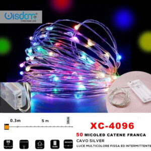 Catena 50 Microled A Batteria Luce Multicolore Fissa + Intermittente Xc-4096