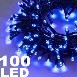 Catena Luminosa 100 Luci Led Lucciole Luce Blu Con Controller 8 Funzioni