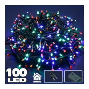 Catena Luminosa 100 Luci Led Lucciole Multicolor Con Controller 8 Funzioni