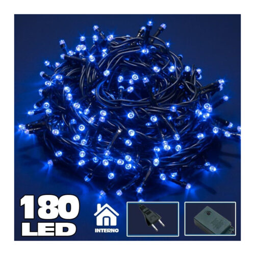 Catena Luminosa 180 Luci Led Lucciole Blu Con Controller 8 Funzioni Interno