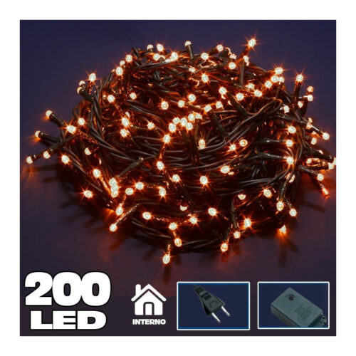 Catena Luminosa 200 Luci Led Lucciole Bianco Caldo Con Controller 8 Funzioni