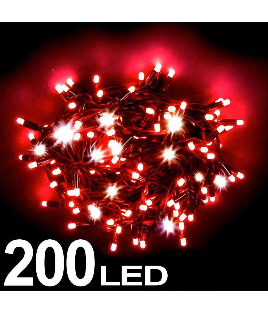Catena Luminosa 200 Luci Led Lucciole Colore Rosso Con Controller 8 Funzioni