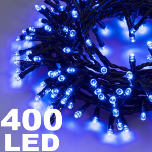 Catena Luminosa 400 Luci Led Lucciole Colore Blu Controller 8 Funzioni Interno