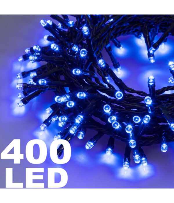 Catena Luminosa 400 Luci Led Lucciole Colore Blu Controller 8 Funzioni Interno
