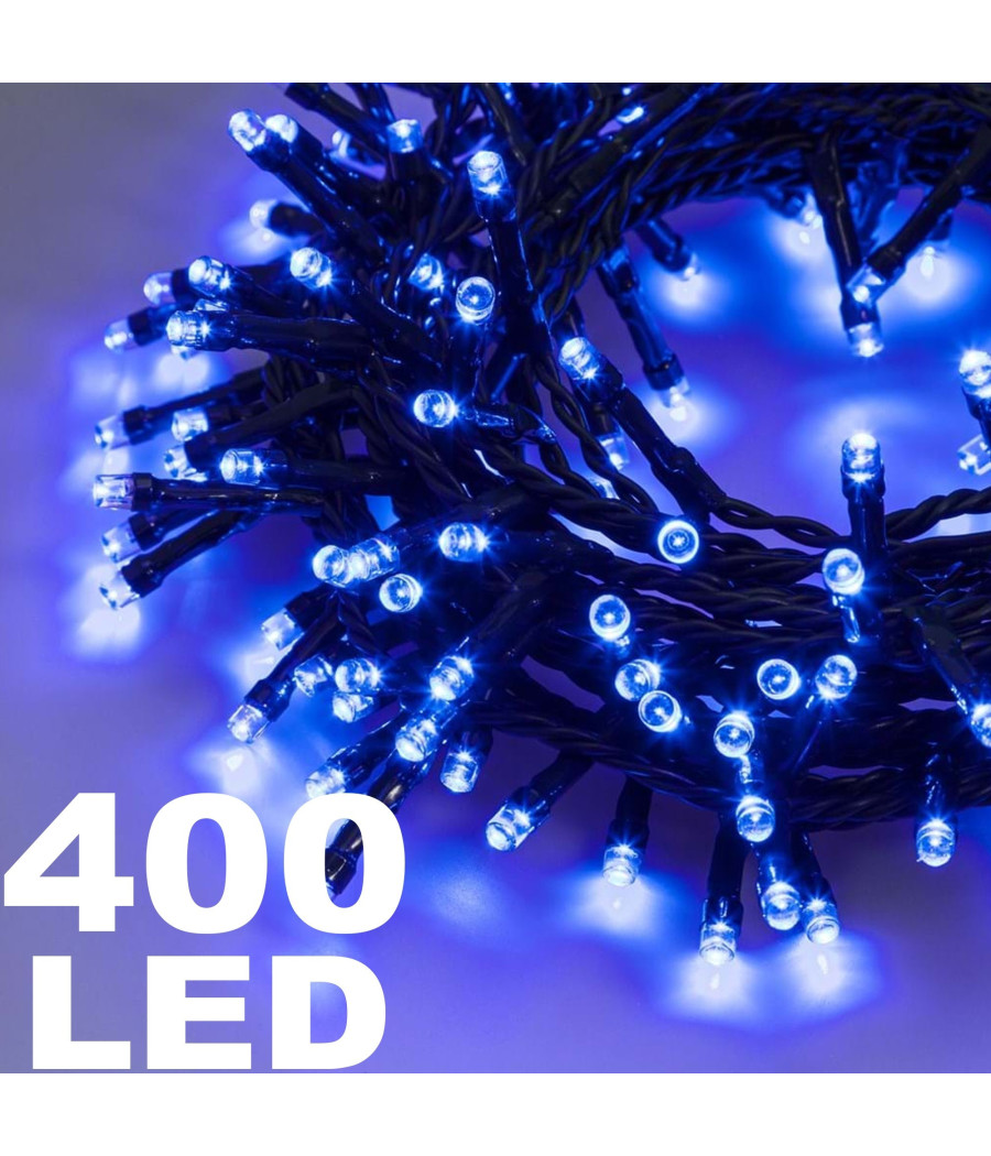 Catena Luminosa 400 Luci Led Lucciole Colore Blu Controller 8 Funzioni Interno