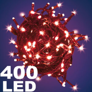 Catena Luminosa 400 Luci Led Lucciole Colore Rosso Controller 8 Funzioni Interno