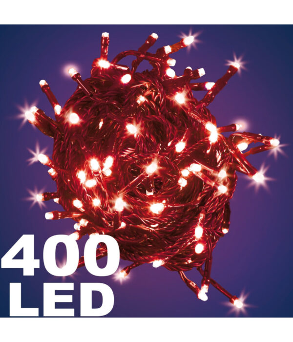 Catena Luminosa 400 Luci Led Lucciole Colore Rosso Controller 8 Funzioni Interno