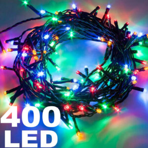Catena Luminosa 400 Luci Led Lucciole Multicolore Controller 8 Funzioni Interno