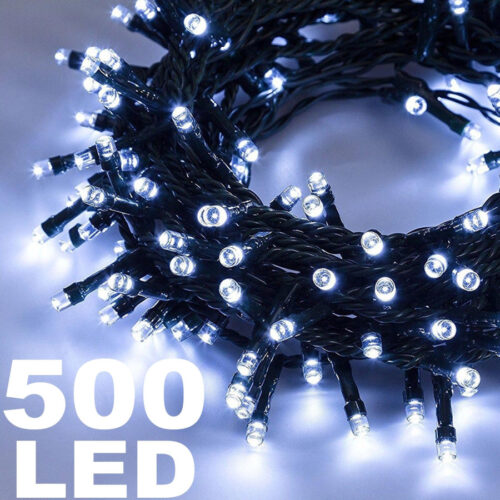 Catena Luminosa 500 Luci Led Lucciole Colore Bianco Con Controller Uso Interno