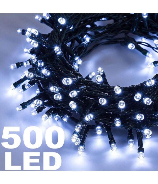 Catena Luminosa 500 Luci Led Lucciole Colore Bianco Con Controller Uso Interno