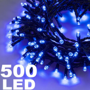 Catena Luminosa 500 Luci Led Lucciole Colore Blu Con Controller Uso Interno