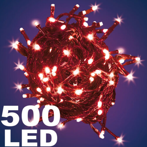 Catena Luminosa 500 Luci Led Lucciole Colore Rosso Con Controller Uso Interno