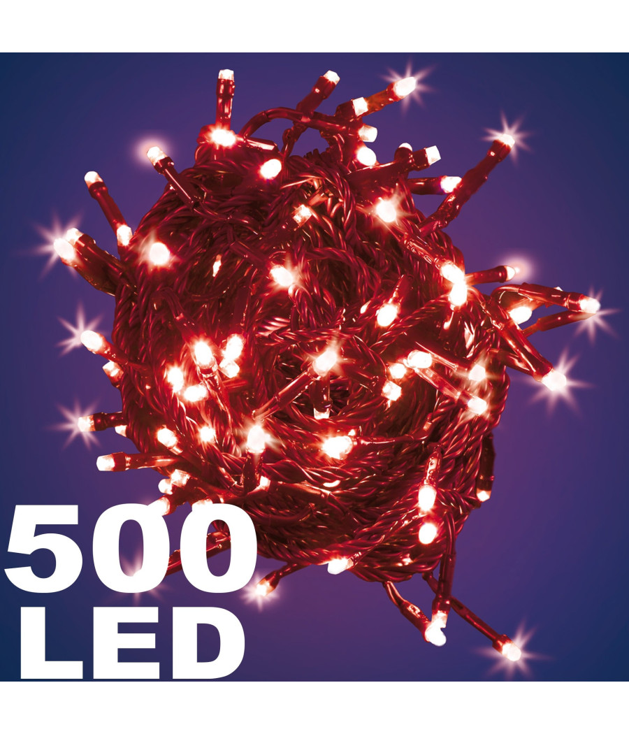 Catena Luminosa 500 Luci Led Lucciole Colore Rosso Con Controller Uso Interno