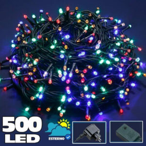 Catena Luminosa 500 Luci Led Lucciole Multicolor Controller 8 Funzioni Esterno
