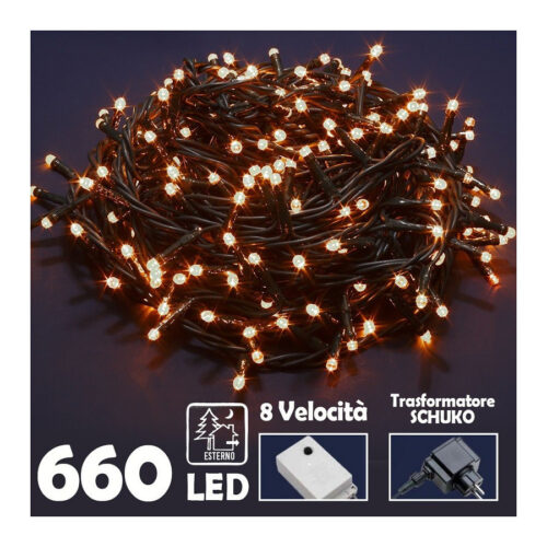 Catena Luminosa 660 Luci Led Lucciole Bianco Caldo Con Controller 8 Funzioni