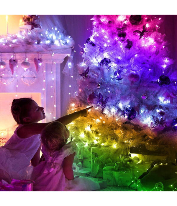 Catena Luminosa A Led Multicolor 10 Mt Con Controllo Remoto Da App Albero Natale - immagine 2
