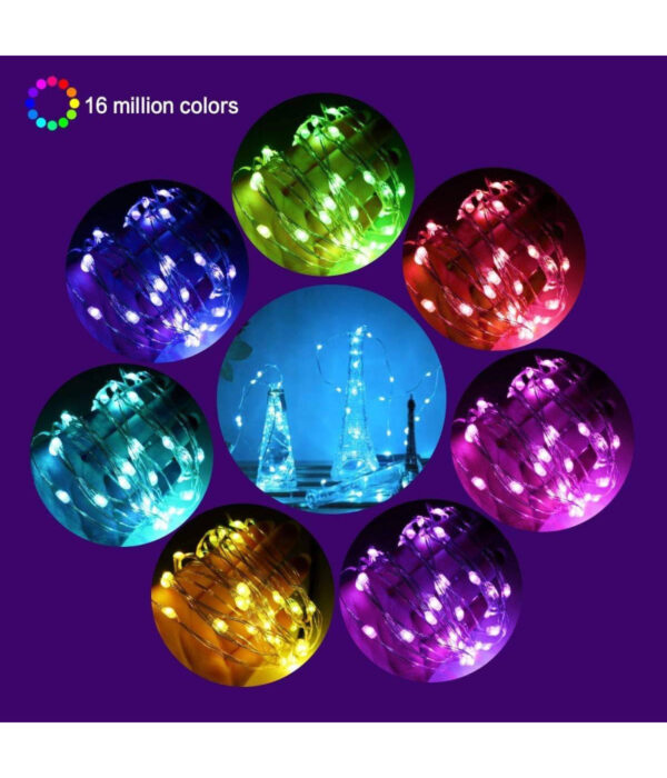 Catena Luminosa A Led Multicolor 10 Mt Con Controllo Remoto Da App Albero Natale - immagine 3