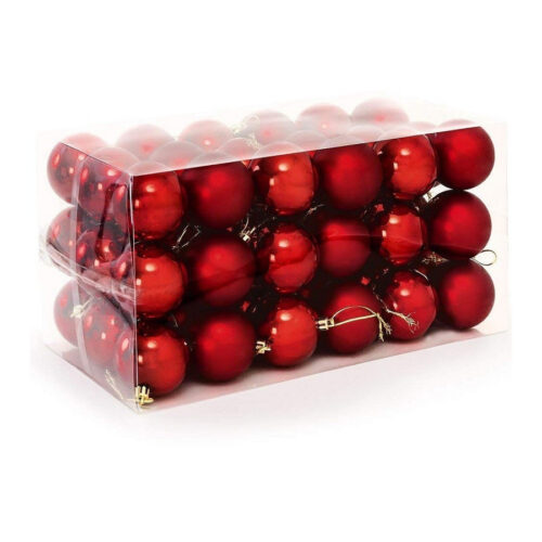 Confezione 54 Palline Di Natale Colore Rosso 6 Cm Addobbo Natalizio