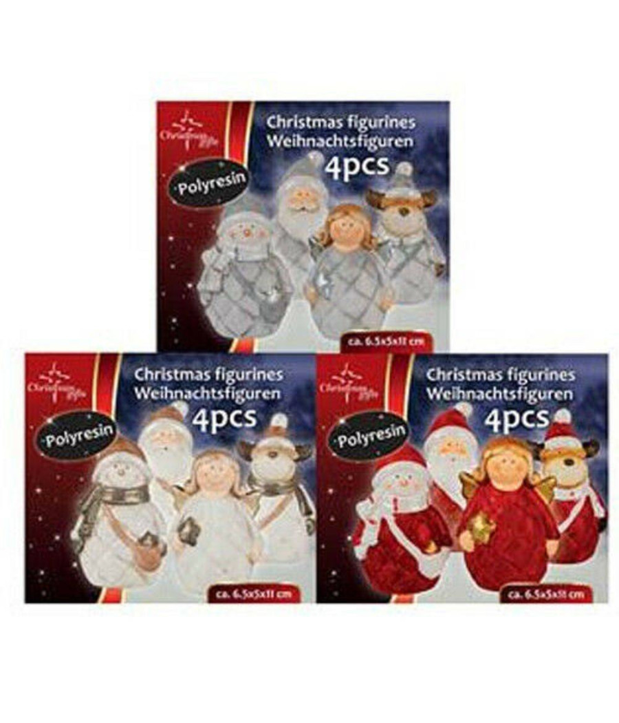 Decorazione Natalizia 4 Pezzi In Polyresin 3 Modelli Diversi Colori Assortiti - immagine 2