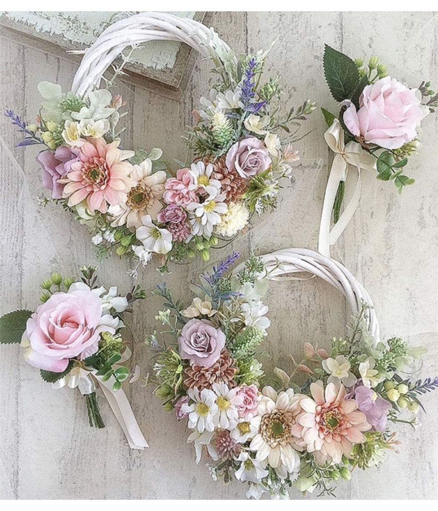 Ghirlanda Dietroporta In Legno Bianco Intrecciato 30 Cm Decorazioni Porta Natale - immagine 2