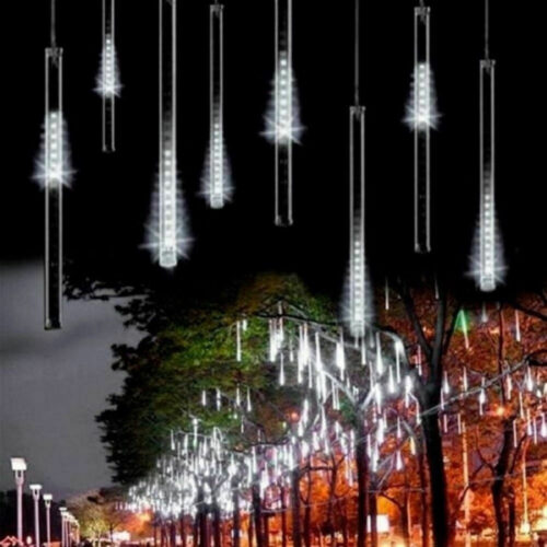 Luci Di Natale Esterno Natalizi Led Effetto Pioggia Stella Cadente Bianco Freddo