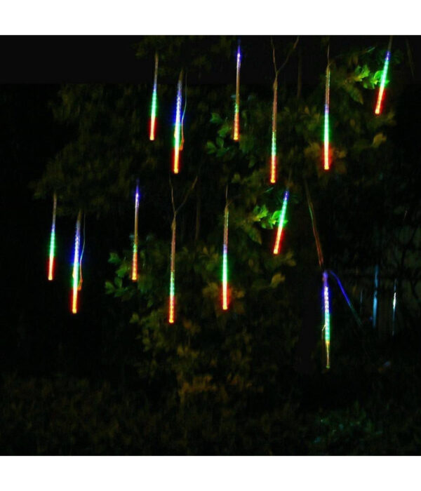 Luci Di Natale Esterno Natalizi Led Effetto Pioggia Stella Cadente Meteoriti Rgb - immagine 3