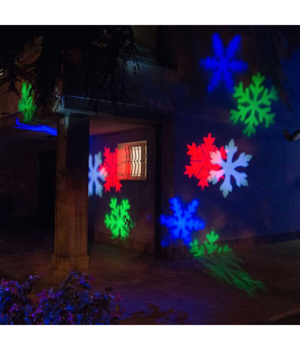 Proiettore Laser Led Rgb Natale Esterno Giochi Luce Fiocchi Di Neve Multicolore - immagine 2