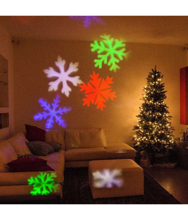 Proiettore Laser Led Rgb Natale Esterno Giochi Luce Fiocchi Di Neve Multicolore - immagine 3