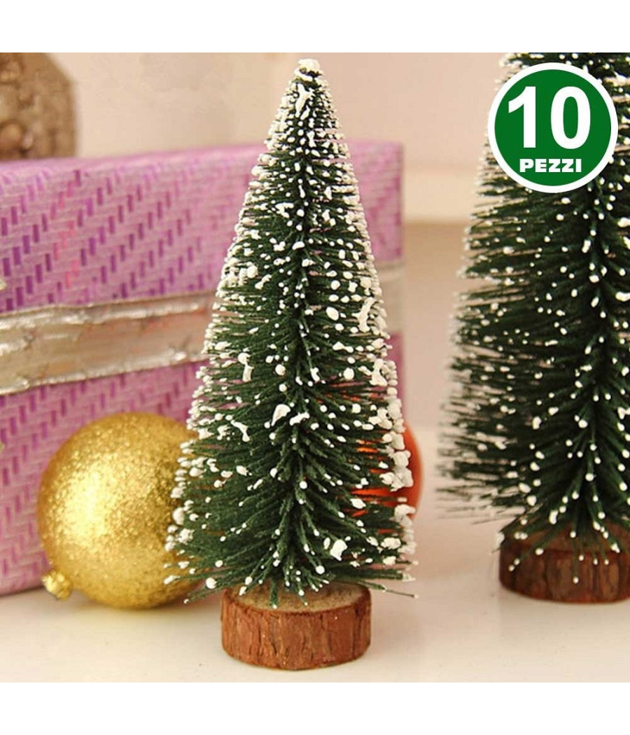 Set 10 Alberelli Innevati Mini Albero Natale 12cm Decorazioni Addobbi Natalizi