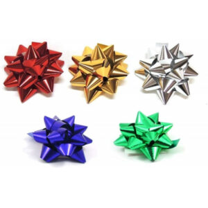 Set 12pz Coccarde Stelle Colorate Metallizzati Misti Adesive Confezione Regalo