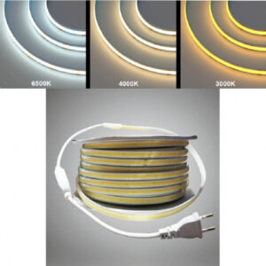 Strisce Led Cob Gommata 220v 14w/m 1400lm/m Ip65 Bobina 50 Metri