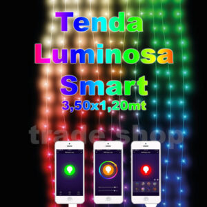 Tenda Luminosa Con Controllo Remote Smart Con App 288 Luci A Led Rgb 3,50x1,20mt
