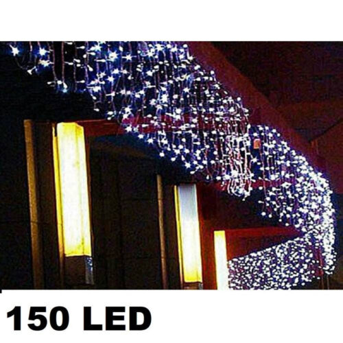 Tenda Luminosa Di Natale Led Esterno Luci 150 Led 5 Mt X 0,75 Cm Bianco Freddo